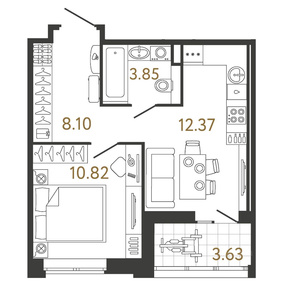 1-комн.кв., 35,1 м², 2/17 этаж