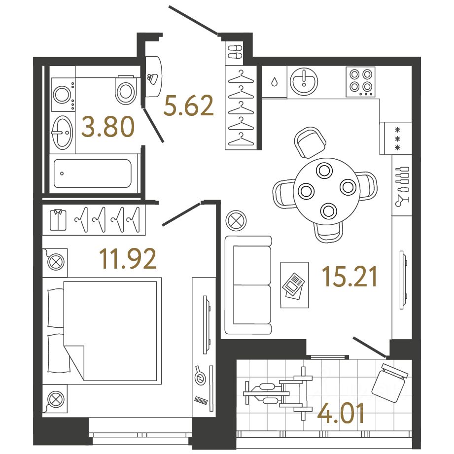 1-комн.кв., 36,5 м², 9/17 этаж