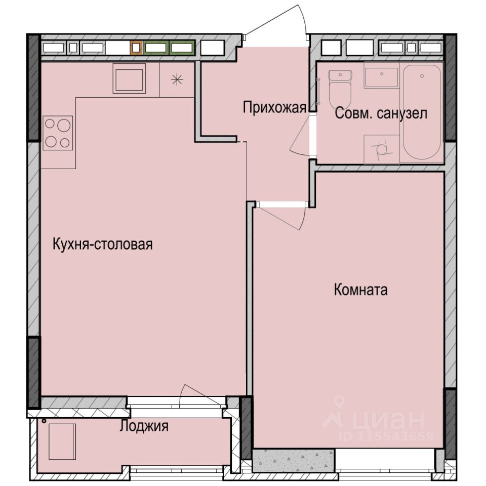 1-комн.кв., 41,7 м², 5/23 этаж