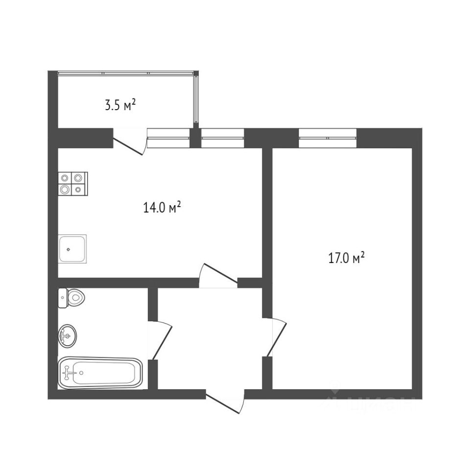 Планировка этой квартиры по данным Циан