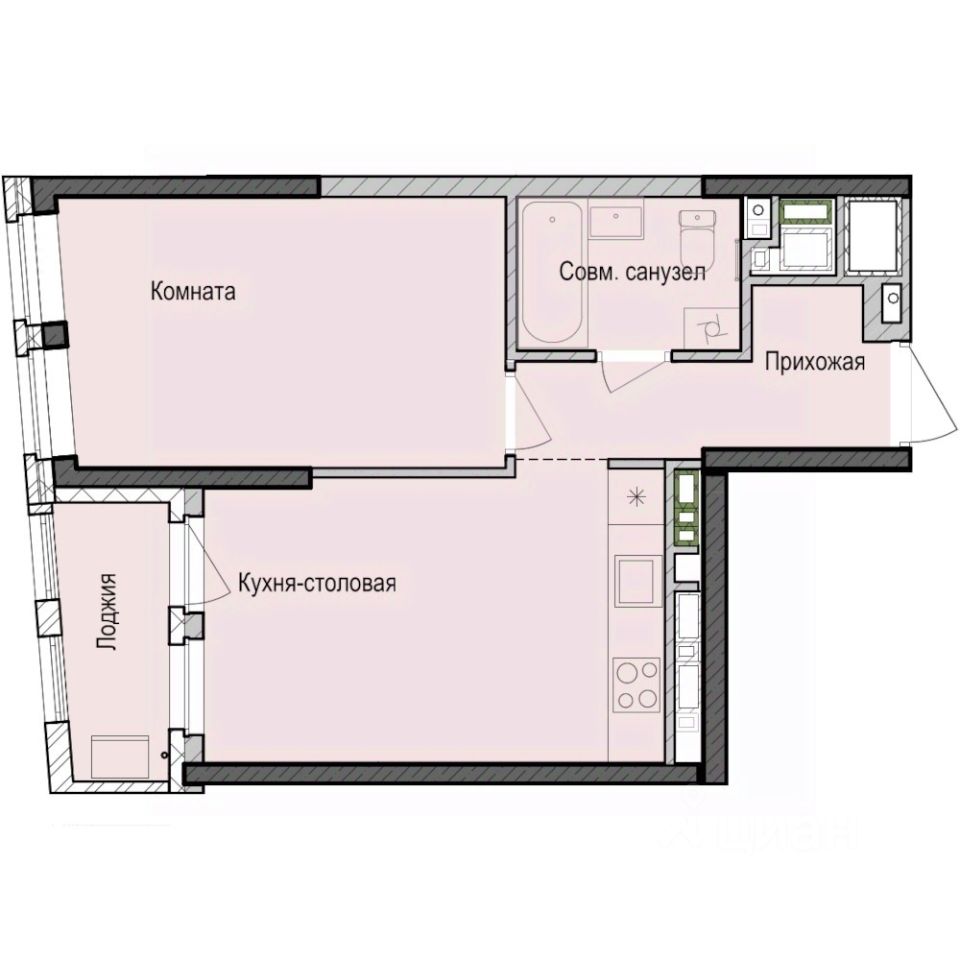 1-комн.кв., 38,9 м², 8/23 этаж