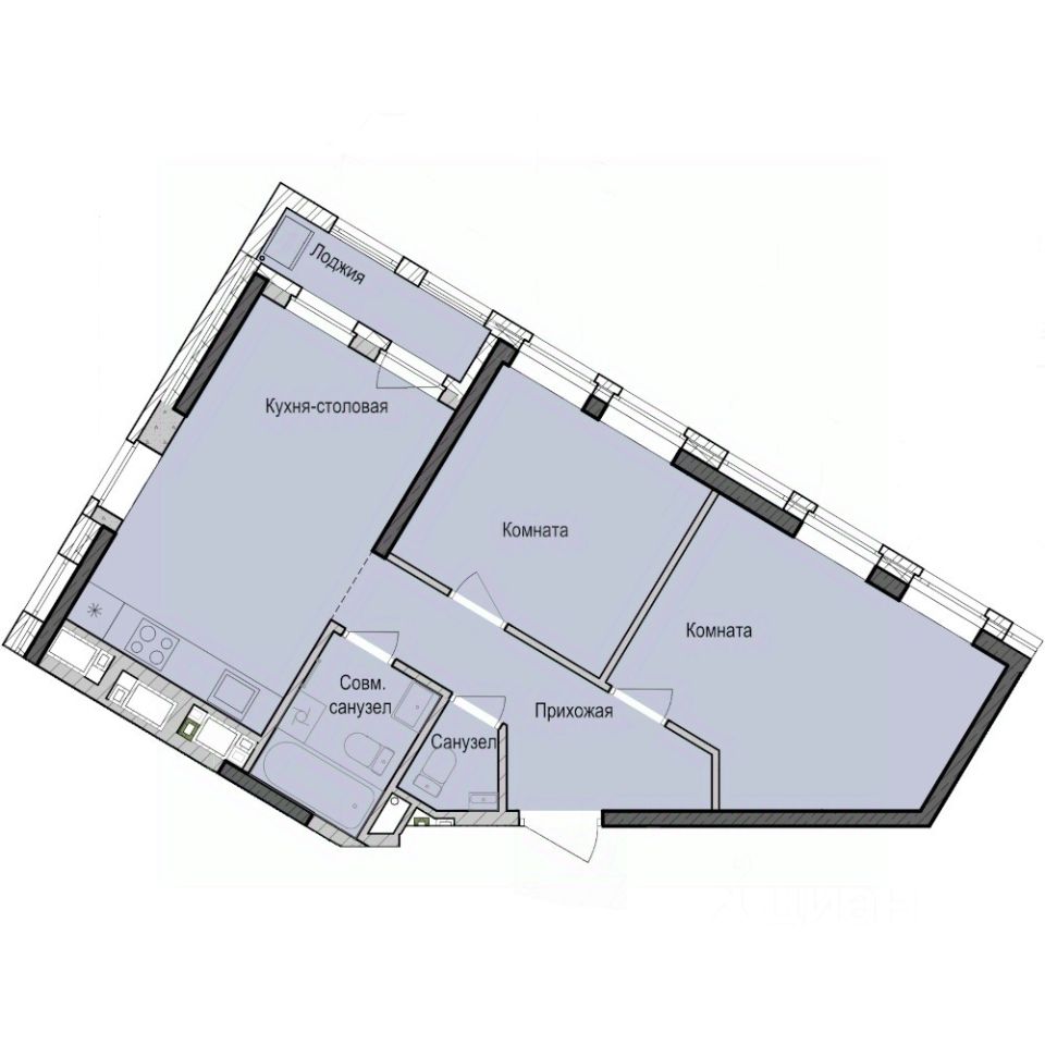 2-комн.кв., 54,5 м², 9/23 этаж