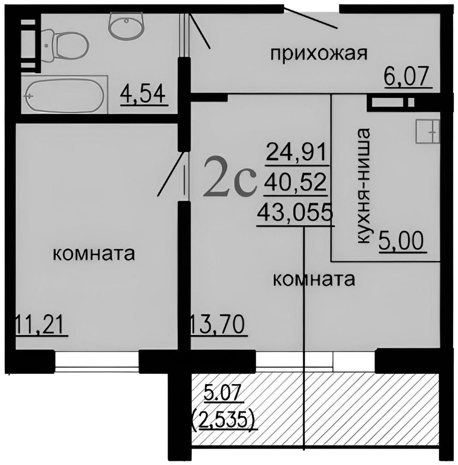 Планировка этой квартиры по данным Циан