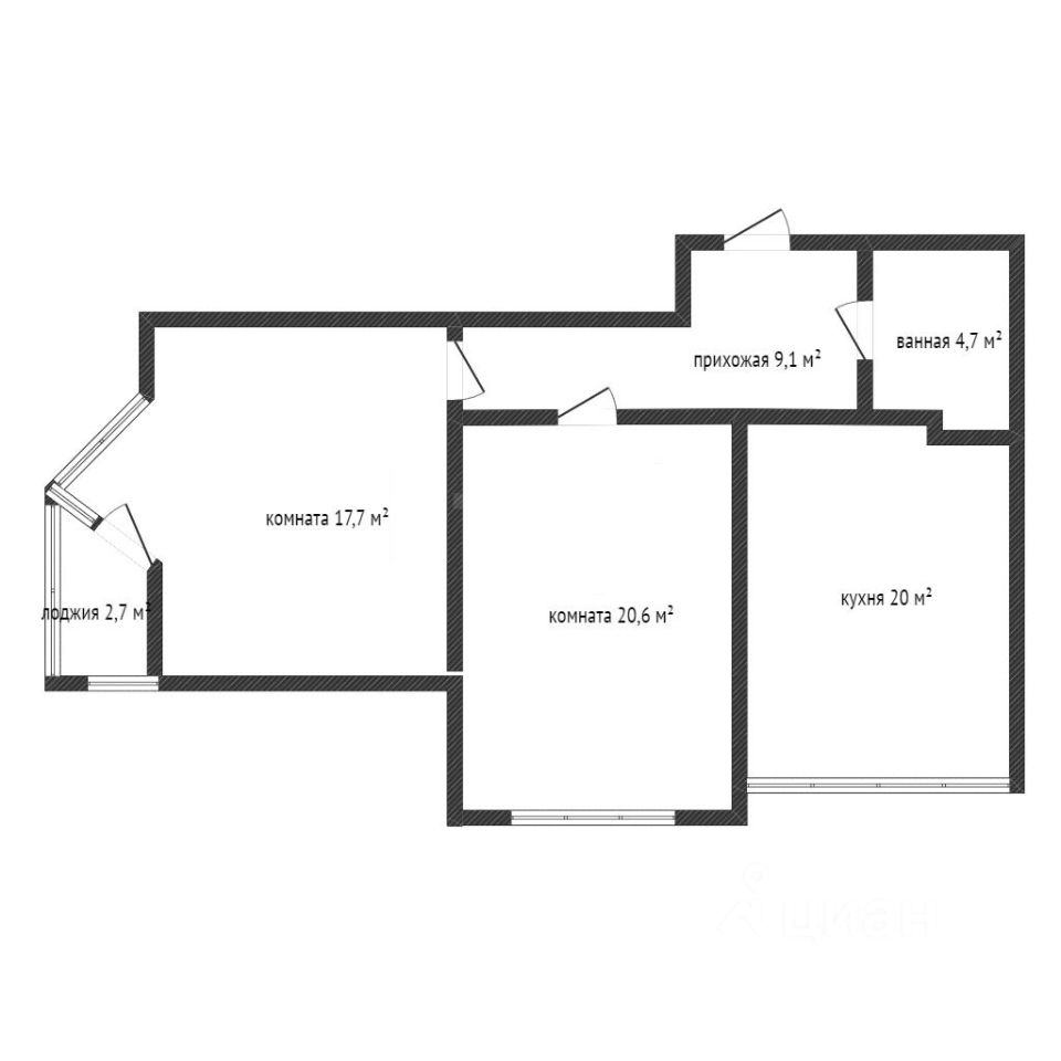 Планировка этой квартиры по данным Циан