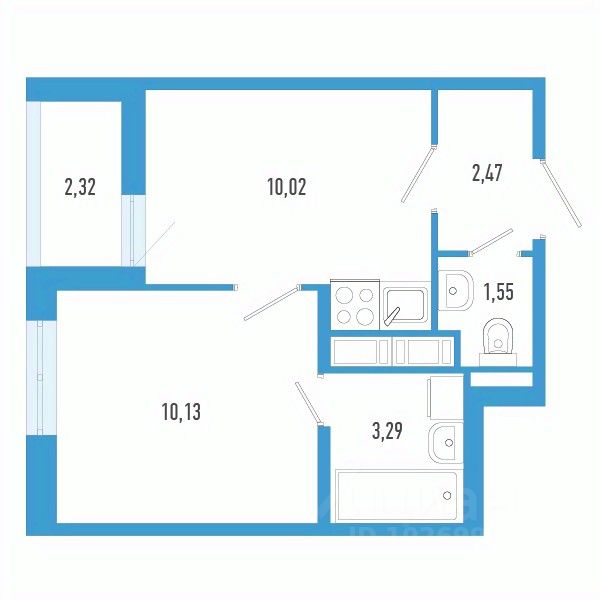 1-комн.кв., 28,6 м², 6/12 этаж