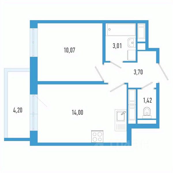 1-комн.кв., 33,5 м², 3/12 этаж