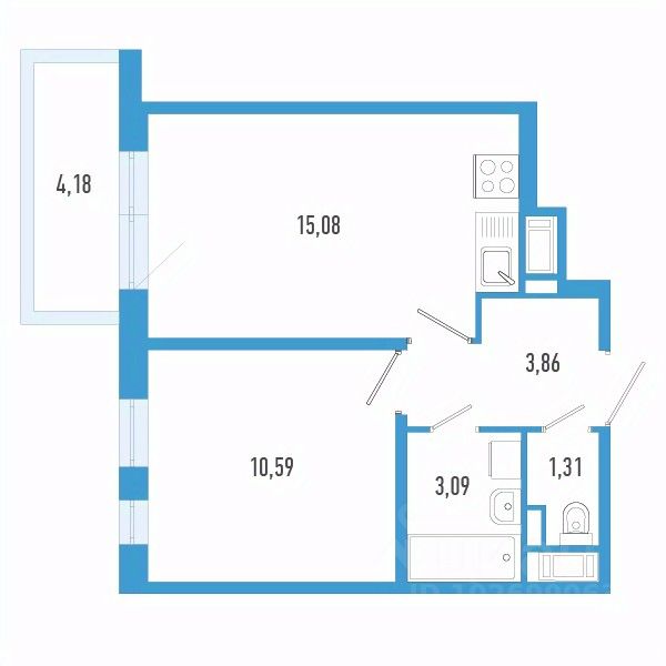 1-комн.кв., 35,2 м², 10/12 этаж