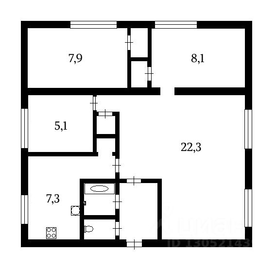 Планировка этой квартиры по данным Циан
