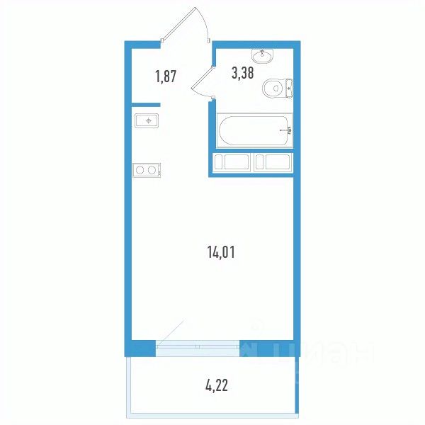 Студия, 20,5 м², 4/12 этаж