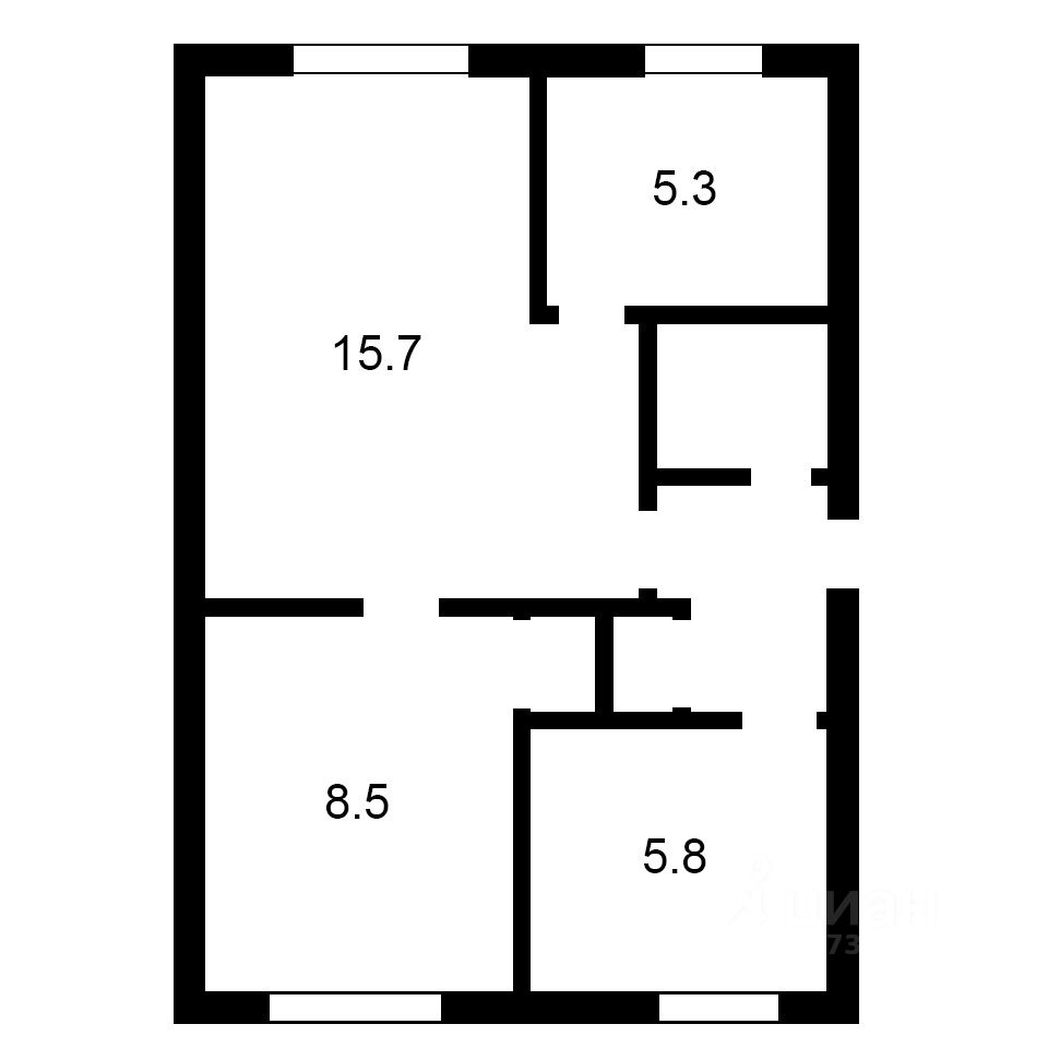 Планировка этой квартиры по данным Циан