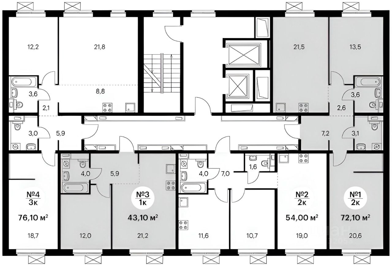 Планировка этой квартиры по данным Циан
