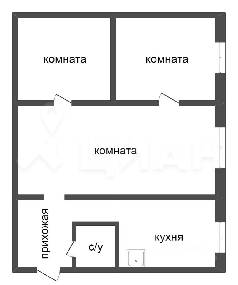 Планировка этой квартиры по данным Циан