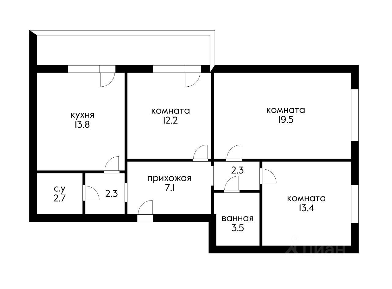 Планировка этой квартиры по данным Циан