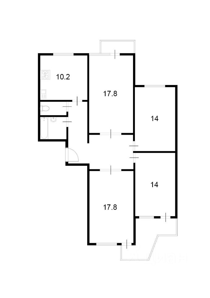 Планировка этой квартиры по данным Циан
