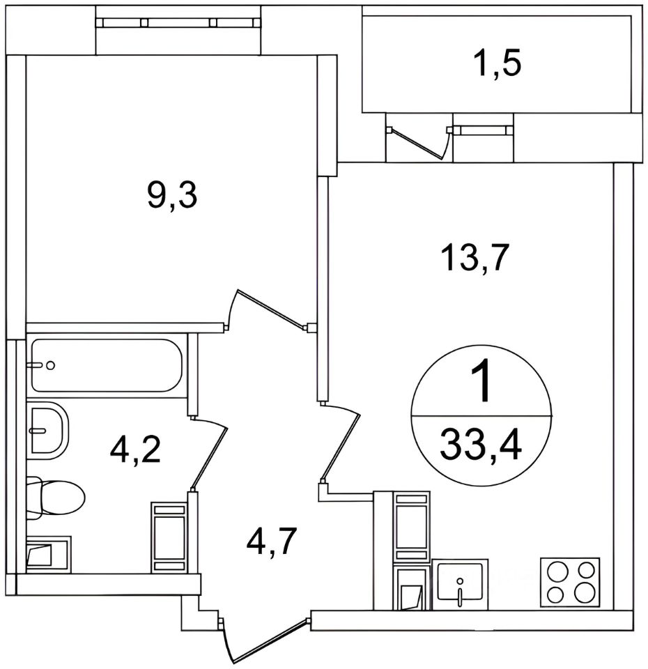 Планировка этой квартиры по данным Циан
