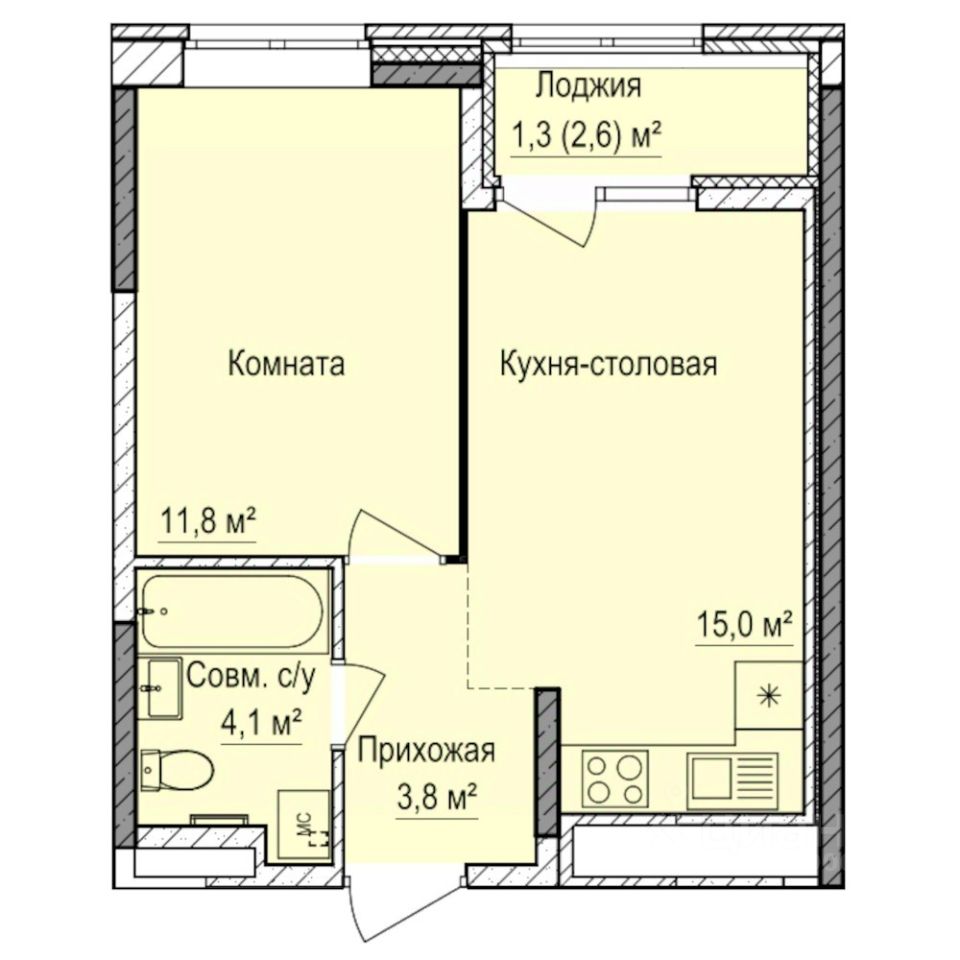 1-комн.кв., 36 м², 2/17 этаж