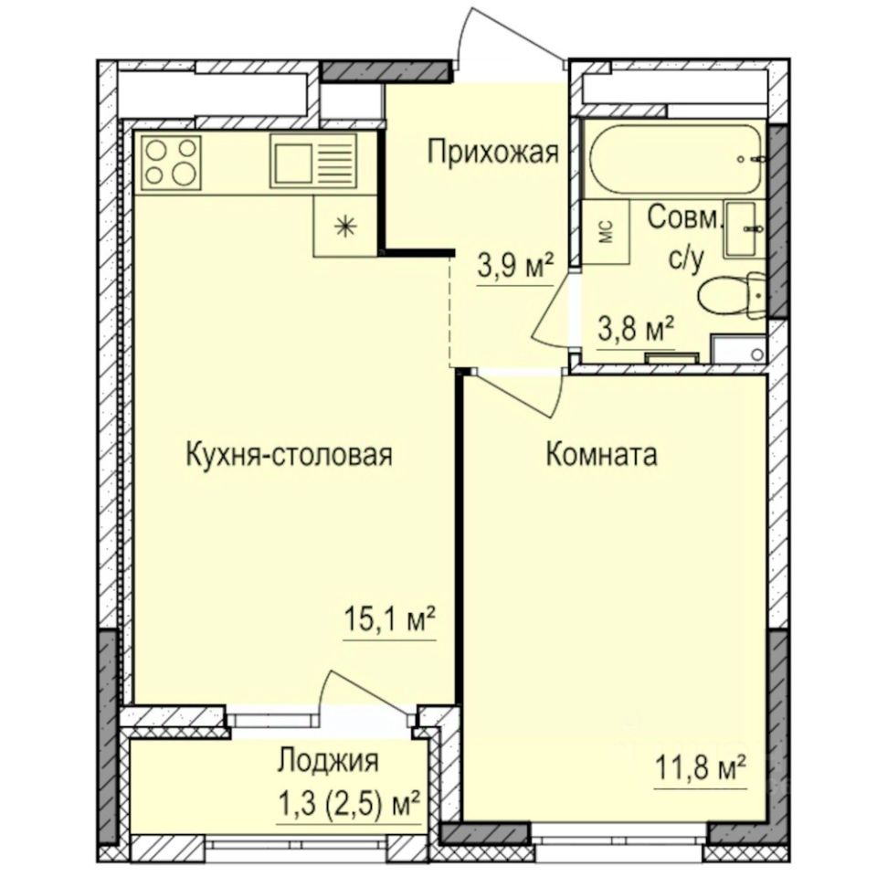1-комн.кв., 35,9 м², 10/17 этаж