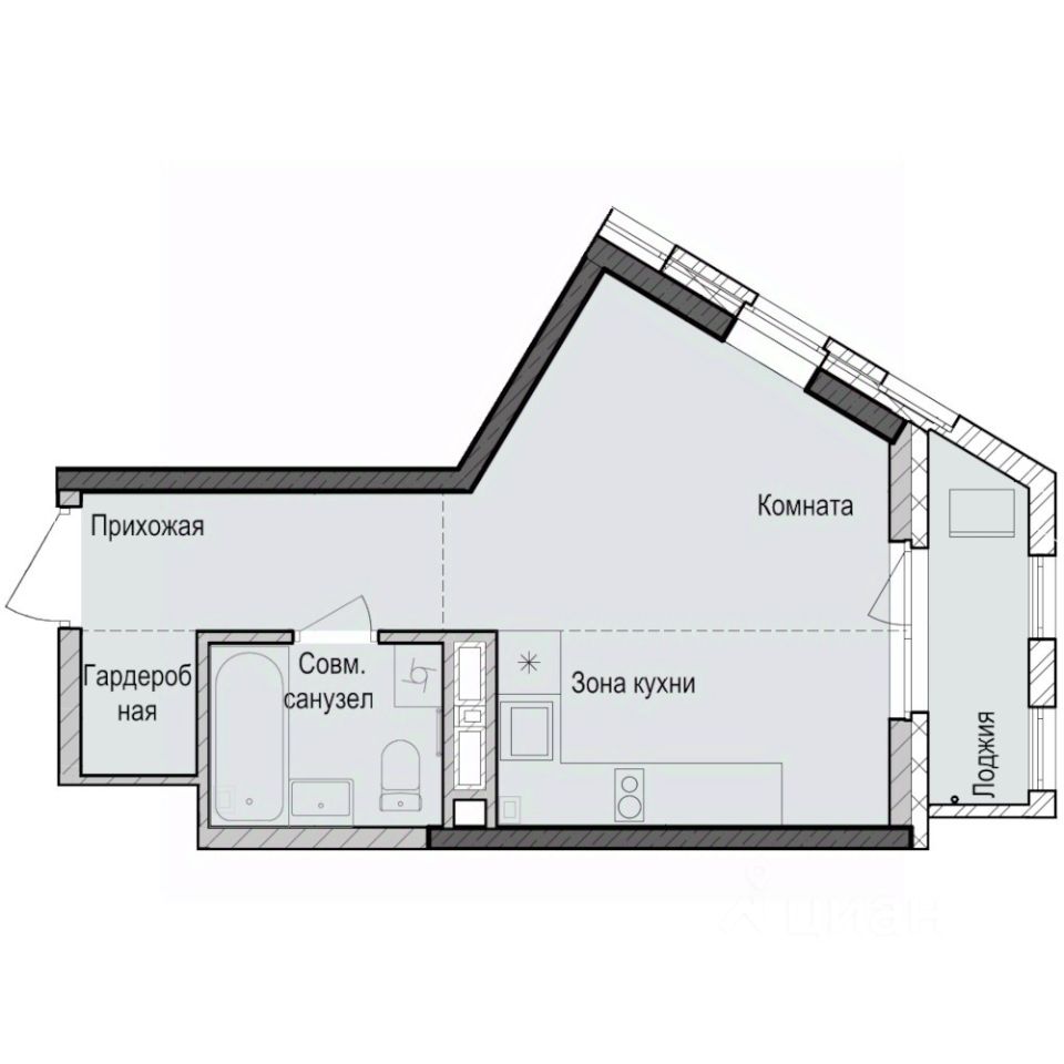 Студия, 28,5 м², 23/23 этаж
