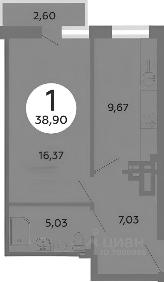 Планировка этой квартиры по данным Циан