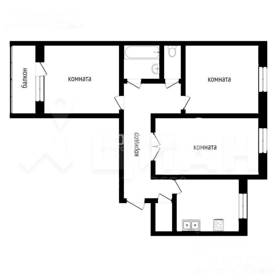 Планировка этой квартиры по данным Циан