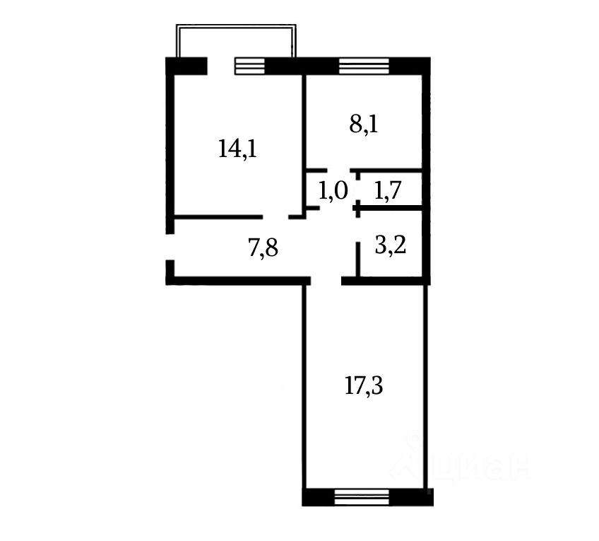 Планировка этой квартиры по данным Циан