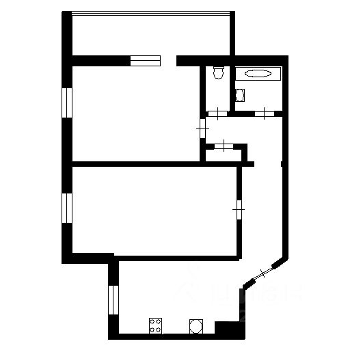 Планировка этой квартиры по данным Циан