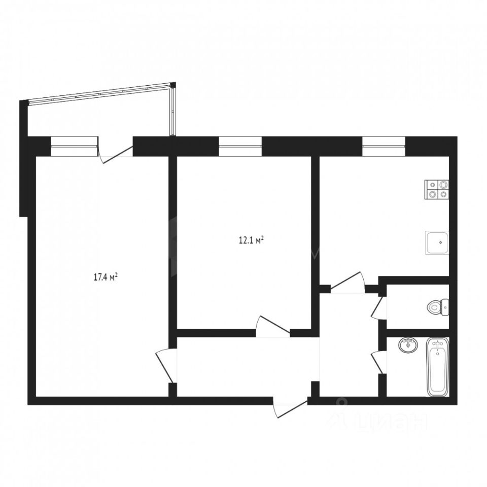 Планировка этой квартиры по данным Циан