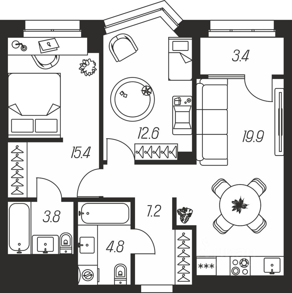 2-комн.кв., 67,1 м², 17/24 этаж