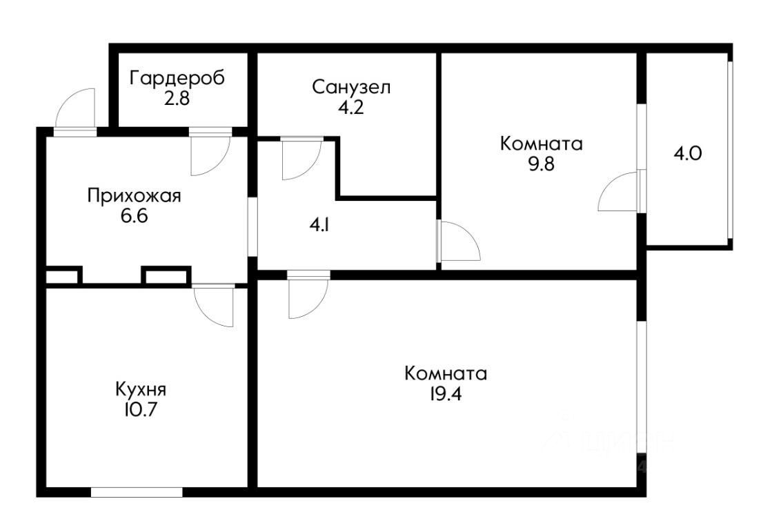 Планировка этой квартиры по данным Циан