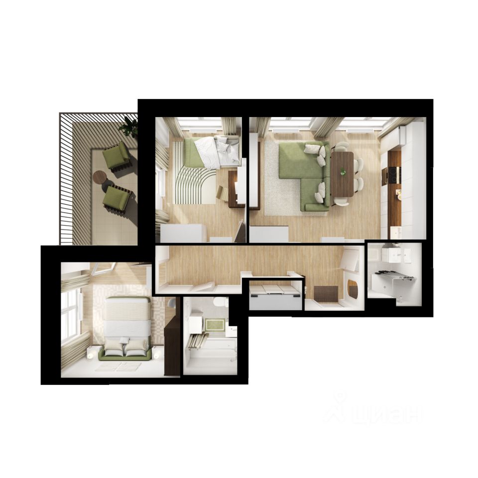 3-комн. апарт., 80,5 м², 22/24 этаж