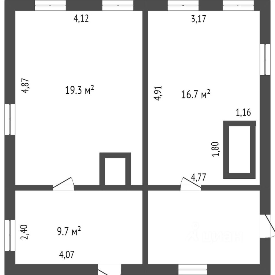 Планировка этой квартиры по данным Циан