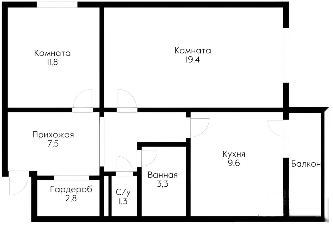 Планировка этой квартиры по данным Циан