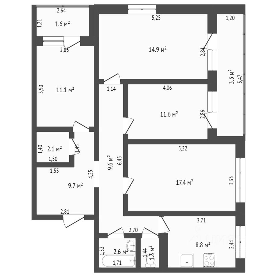 Планировка этой квартиры по данным Циан