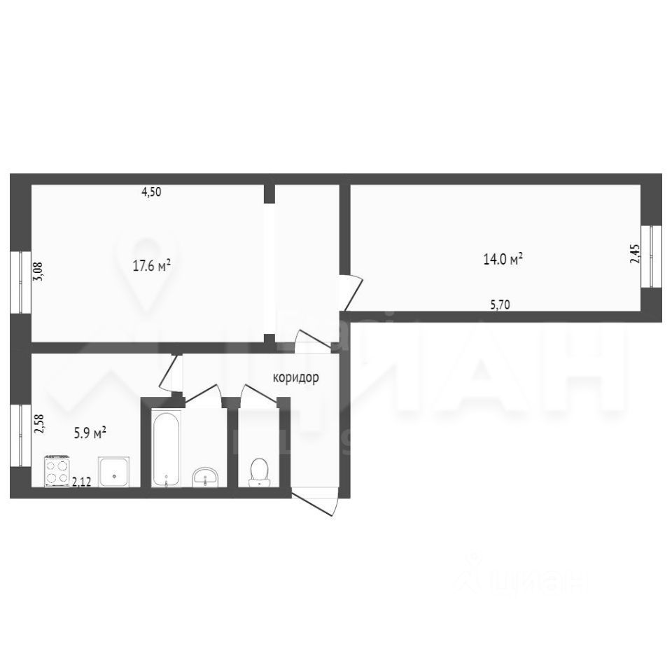 Планировка этой квартиры по данным Циан