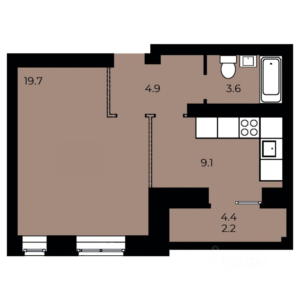 1-комн.кв., 39,5 м², 5/15 этаж
