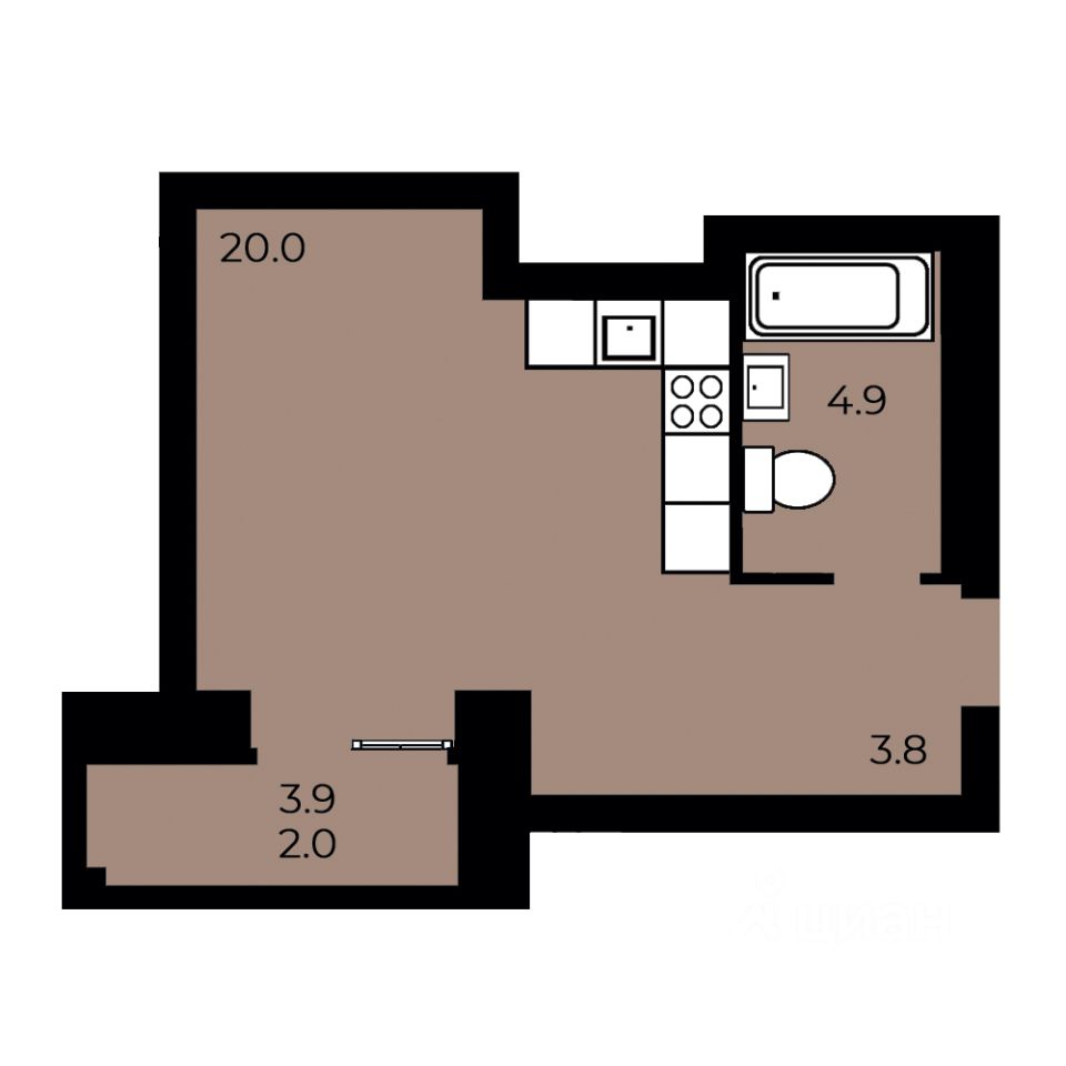 1-комн.кв., 30 м², 3/15 этаж
