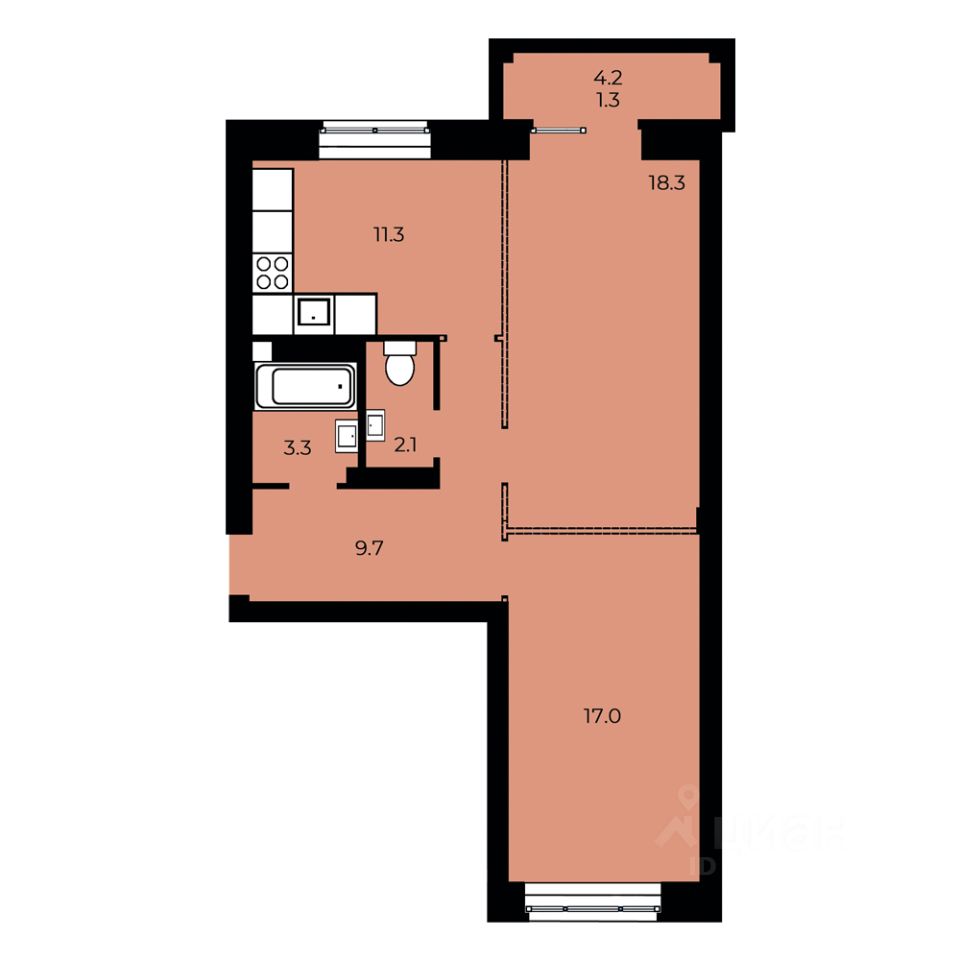 2-комн.кв., 63 м², 7/15 этаж