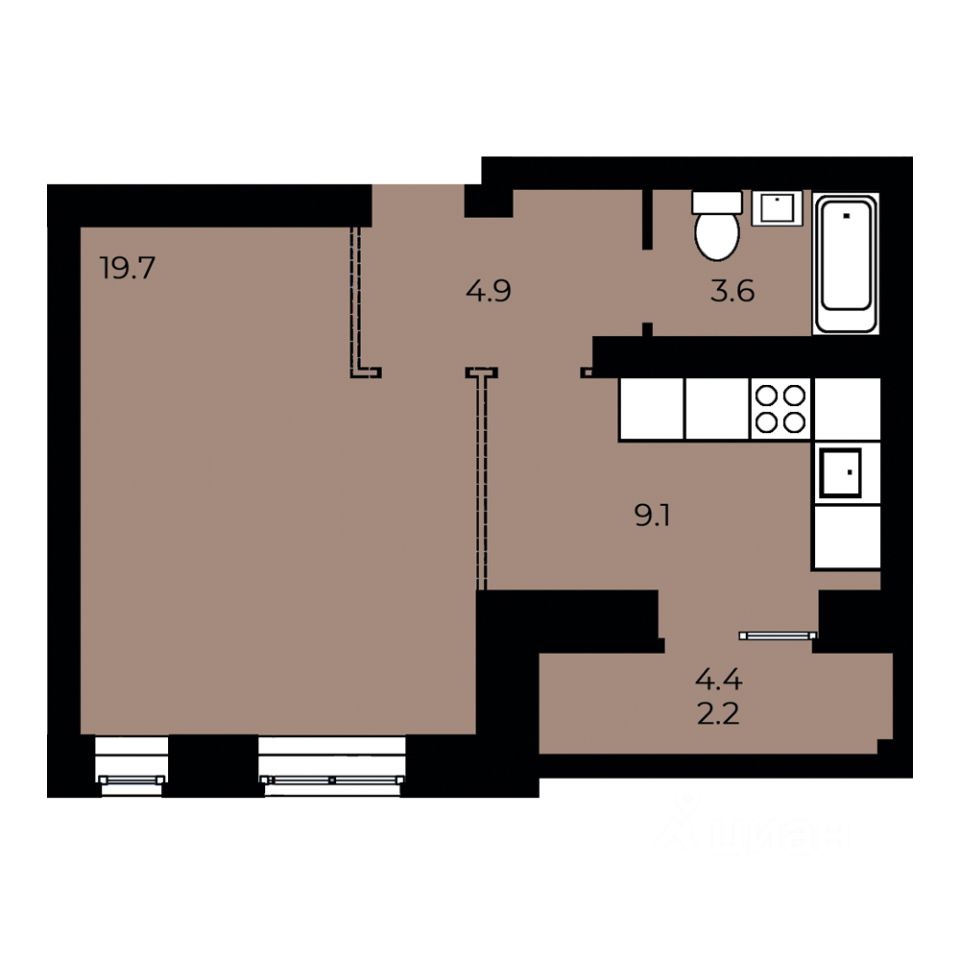 1-комн.кв., 39,5 м², 9/15 этаж