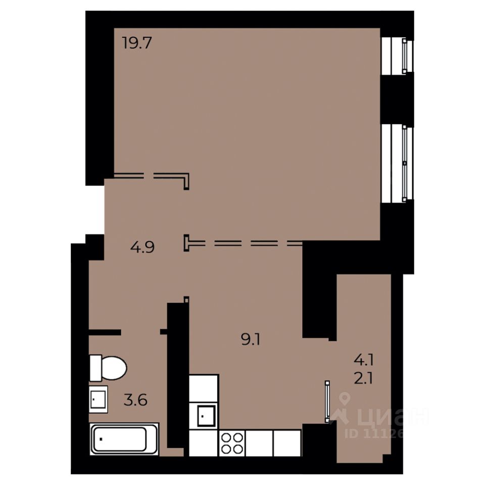 1-комн.кв., 39,3 м², 15/15 этаж
