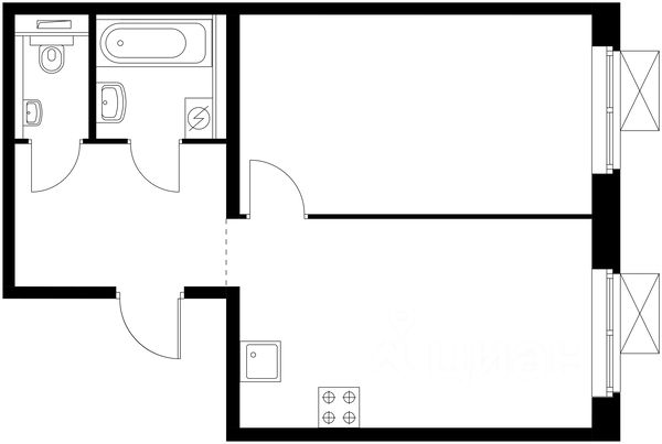Планировка этой квартиры по данным Циан