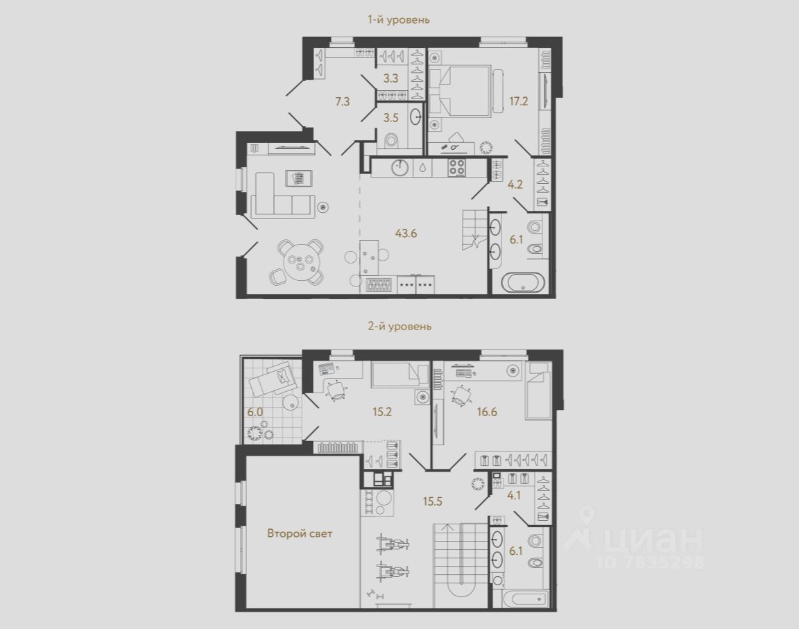 3-комн.кв., 142,7 м², 1/4 этаж