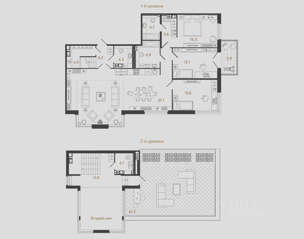 3-комн.кв., 150,7 м², 4/4 этаж