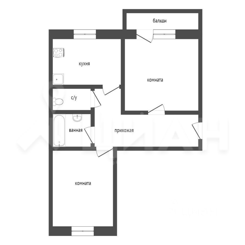 Планировка этой квартиры по данным Циан
