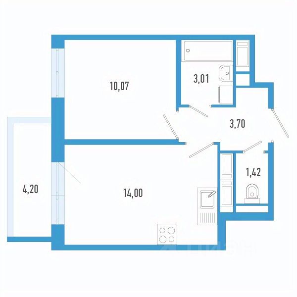 1-комн.кв., 33,5 м², 6/12 этаж