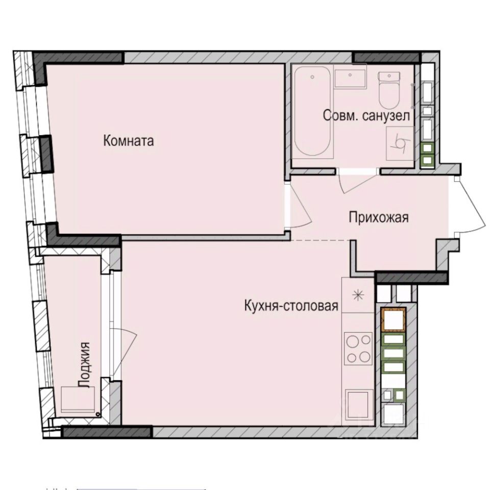 1-комн.кв., 37,2 м², 7/23 этаж