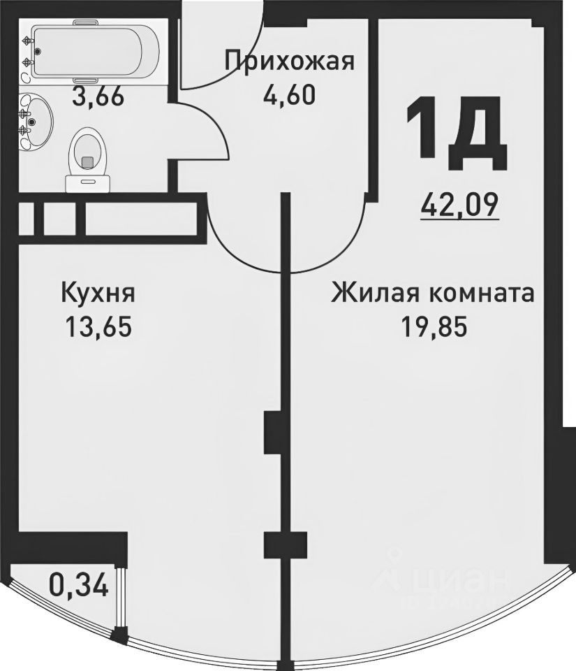 Планировка этой квартиры по данным Циан