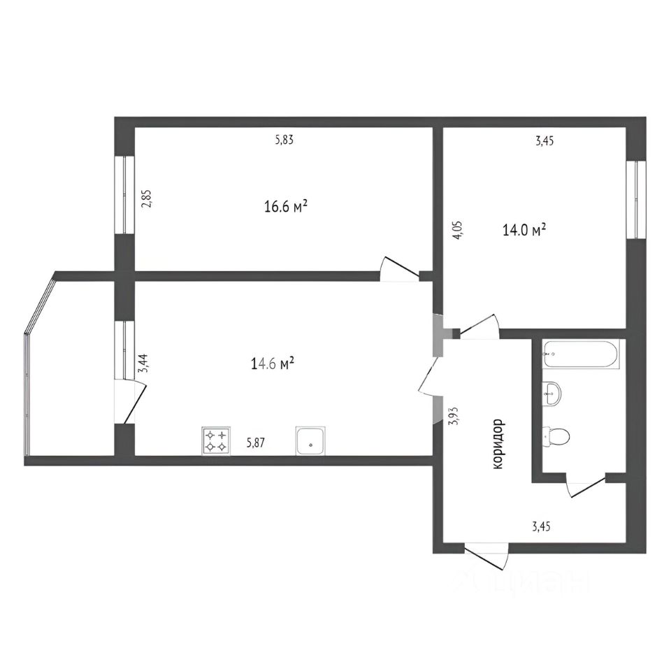 Планировка этой квартиры по данным Циан