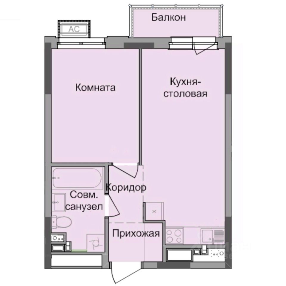 1-комн.кв., 37,7 м², 11/17 этаж