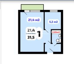 1-комн.кв., 32 м², этаж 7