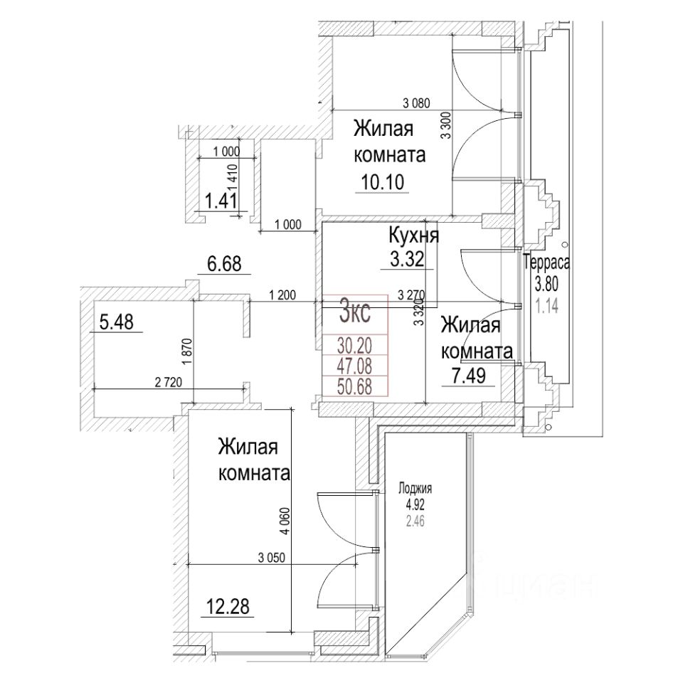 1-комн.кв., 47 м², 15/21 этаж